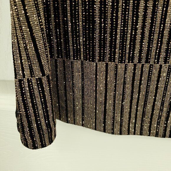 VTG 90s Xscape Shimmer Stretch Gold/Black Sleeveless Shell Top M - Picture 10 of 12